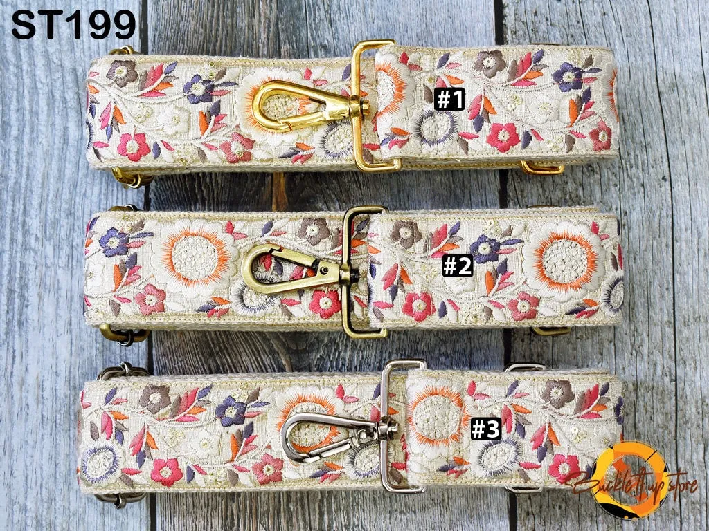 Embroidered Purse Strap Crossbody Strap for Purses Handbag Boho Bag Strap Floral Embroidery Replacement Strap Boho Guitar Strap Gift for her