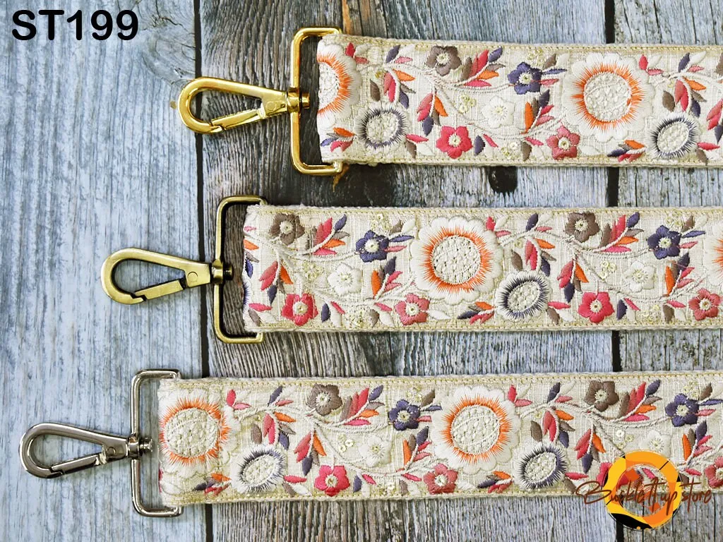 Embroidered Purse Strap Crossbody Strap for Purses Handbag Boho Bag Strap Floral Embroidery Replacement Strap Boho Guitar Strap Gift for her