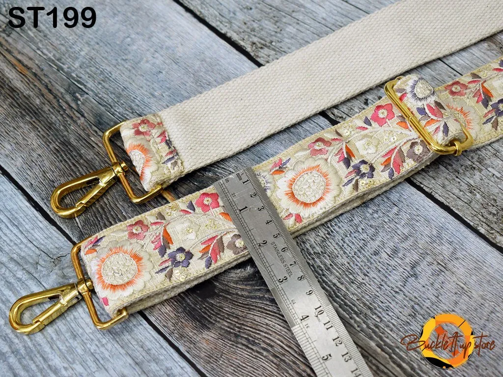 Embroidered Purse Strap Crossbody Strap for Purses Handbag Boho Bag Strap Floral Embroidery Replacement Strap Boho Guitar Strap Gift for her