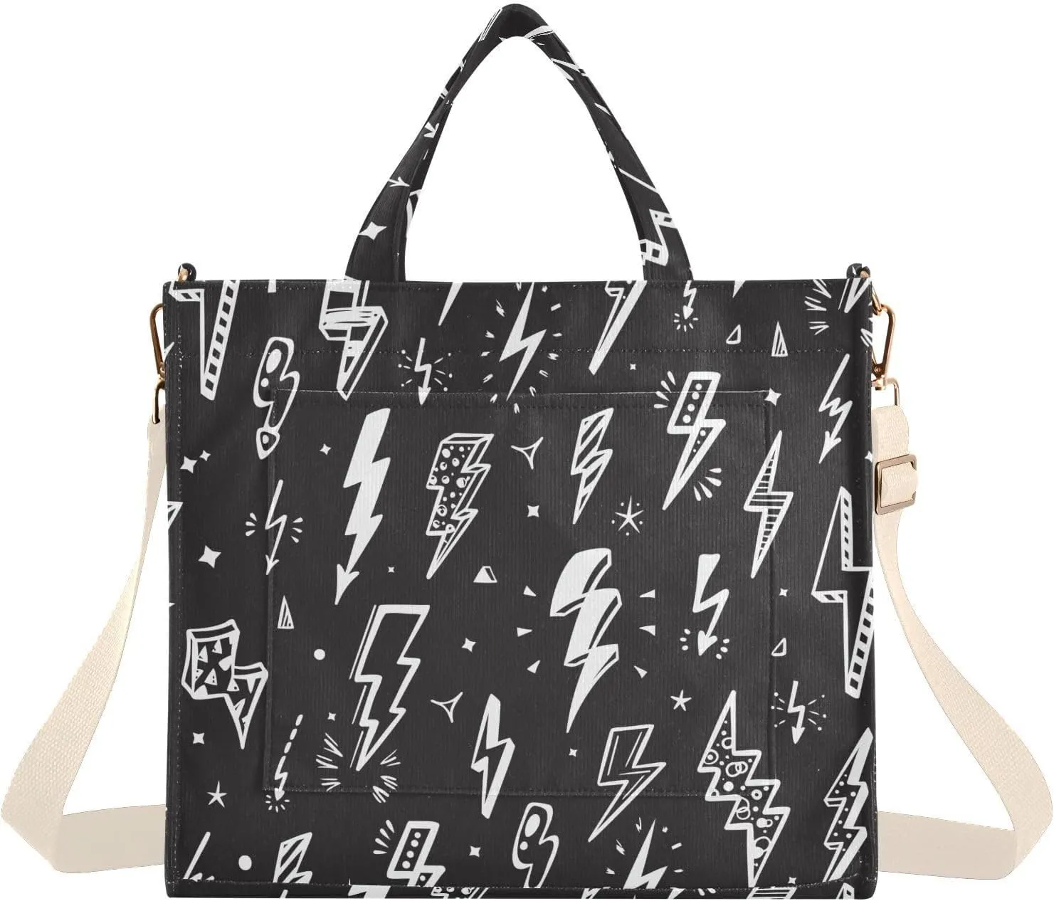 Emelivor Lightning Bolts Tote Bag for Women Corduroy Bag Crossbody Messenger Bag Tote Handbag for Wedding Beach College