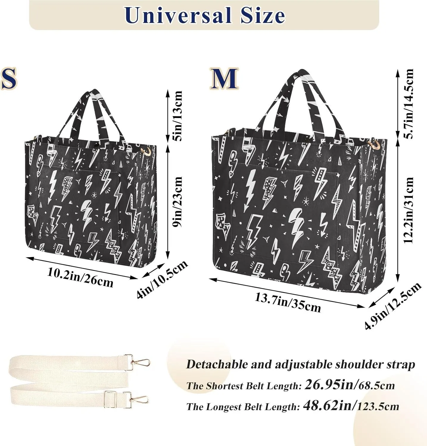 Emelivor Lightning Bolts Tote Bag for Women Corduroy Bag Crossbody Messenger Bag Tote Handbag for Wedding Beach College