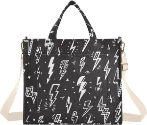 Emelivor Lightning Bolts Tote Bag for Women Corduroy Bag Crossbody Messenger Bag Tote Handbag for Wedding Beach College