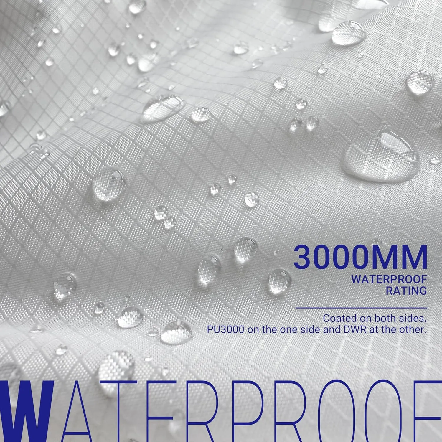 emma kites White Ripstop Nylon PU3000 Waterproof 1.9 oz 70D Diamond Grid Tear Resistant for Tent Rainfly Rain Kilt Poncho Dry Bag Backpack Bike Cover (Selvedge Removed) Pre-Cut 3 Yard