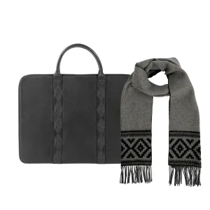 Empresario Briefcase with Complimentary Azteca Scarf - Black Leather