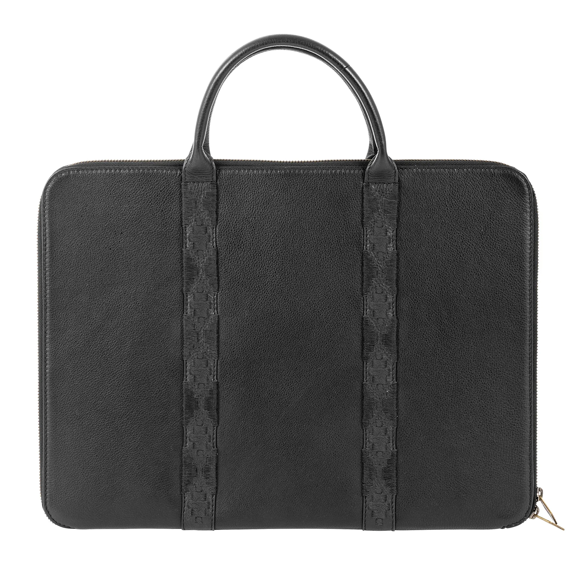 Empresario Briefcase with Complimentary Azteca Scarf - Black Leather