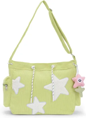 Emprier Star Tote Hobo Bag for Women Large Corduroy Crossbody Bag Y2K Cute Tote Bags Aesthetic Messenger Handbag