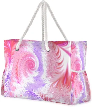 Endless Spiral Image Beach Bags for Women Ladies Large Canvas Tote Shoulder Bag Waterproof Travel Bags for Gym Swim Pool Camping