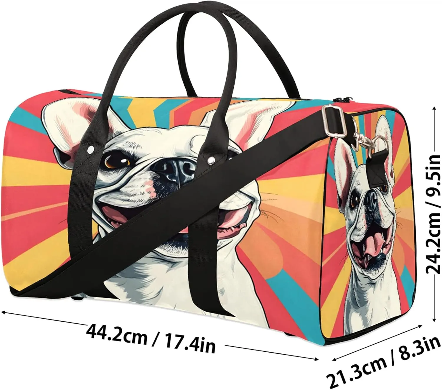 English Bulldog Dog Duffle Bag for Travel, Overnight Weekend Gym Carry On Luggage Bag, Dog Travel Duffel Bag for Men Women