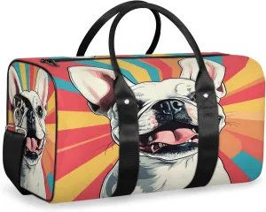 English Bulldog Dog Duffle Bag for Travel, Overnight Weekend Gym Carry On Luggage Bag, Dog Travel Duffel Bag for Men Women