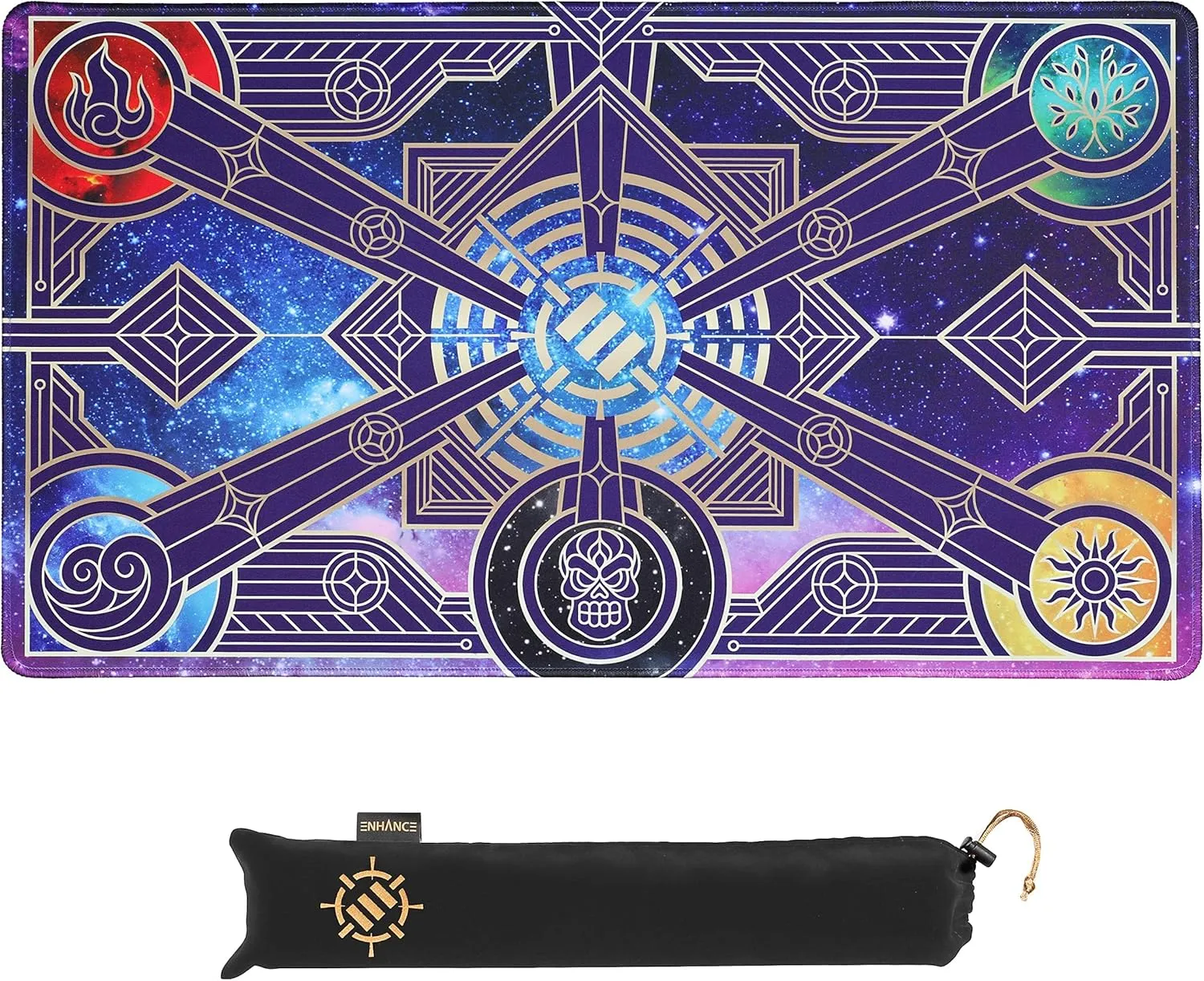 ENHANCE TCG Playmat - Tabletop Card Playmat with Stitched Edges, Smooth Surface, and Drawstring Travel Pouch - Compatible with MTG, YuGiOh, Pokemon, Lord of The Rings, and Other TCG and LCG - Stars