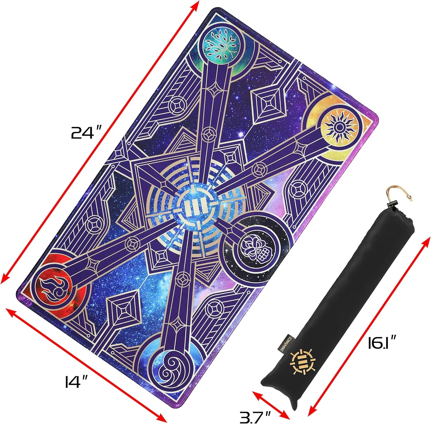 ENHANCE TCG Playmat - Tabletop Card Playmat with Stitched Edges, Smooth Surface, and Drawstring Travel Pouch - Compatible with MTG, YuGiOh, Pokemon, Lord of The Rings, and Other TCG and LCG - Stars