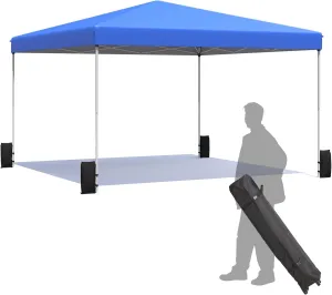 EROMMY 12x12 Pop Up Tent, Easy to Set Up Outdoor Canopy, Portable Gazebo for Events, Parties, Camping with Wheeled Bag, 4 Sand Bags, 4 Ropes and 8 Spikes(Blue)