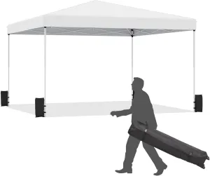 EROMMY 12x12 Pop Up Tent, Easy to Set Up Outdoor Canopy, Portable Shelter for Events, Parties, Camping with 4 Sand Bags, Wheeled Bag, 4 Ropes and 8 Spikes(White)