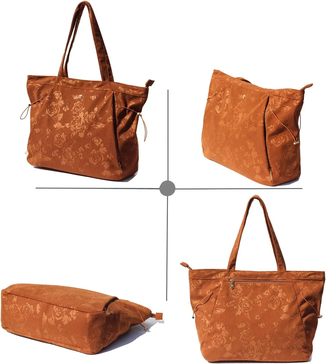 ESVAN Corduroy Yoga Tote Bag Gifts for Women Drawstring Yoga Mat Bag for Office Workout Travel Carryall Pilates Gym