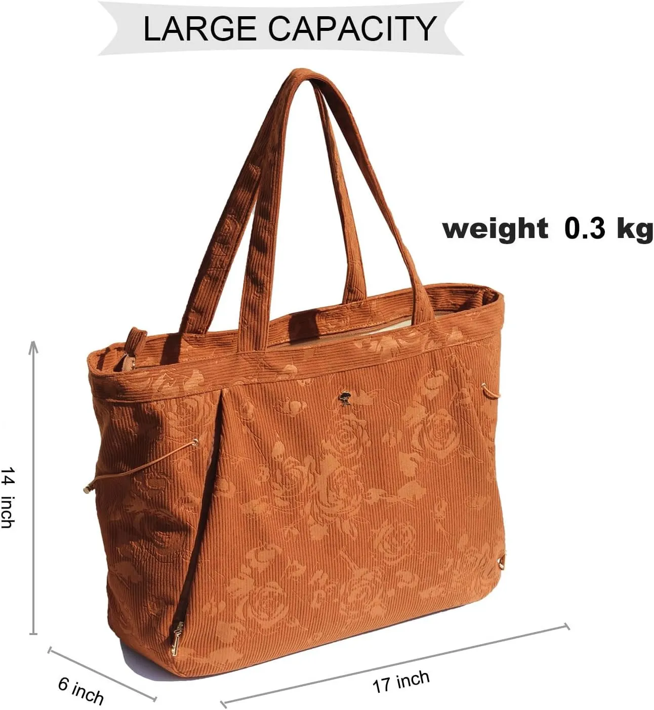 ESVAN Corduroy Yoga Tote Bag Gifts for Women Drawstring Yoga Mat Bag for Office Workout Travel Carryall Pilates Gym