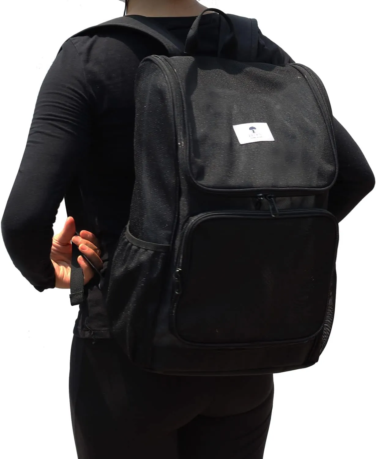 ESVAN Original Print Mesh Backpack Clear Bag See through Pack for Travel Beach Gym Multi-Purpose Women Men (A)