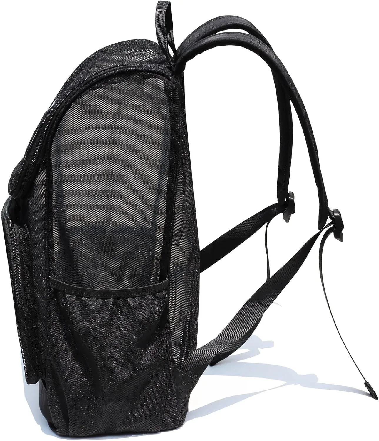 ESVAN Original Print Mesh Backpack Clear Bag See through Pack for Travel Beach Gym Multi-Purpose Women Men (A)