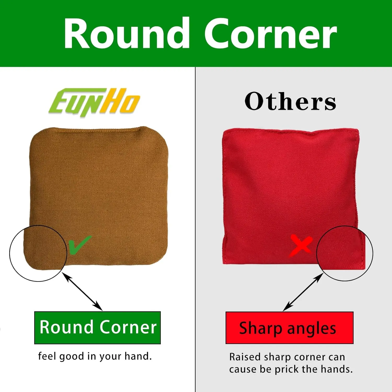 EunHo Cornhole Bags Set of 8 Regulation Size & Weight Corn Hole Bean Bags Official Professional All Weather for Tossing Game with Carry Case