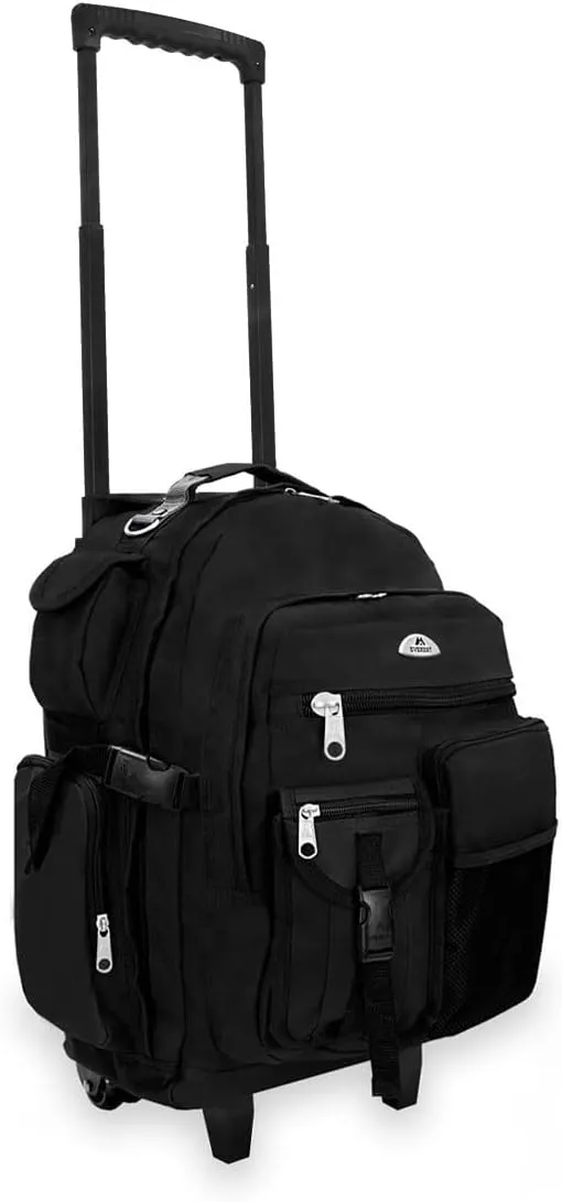 Everest Deluxe Wheeled Backpack, Black, One Size