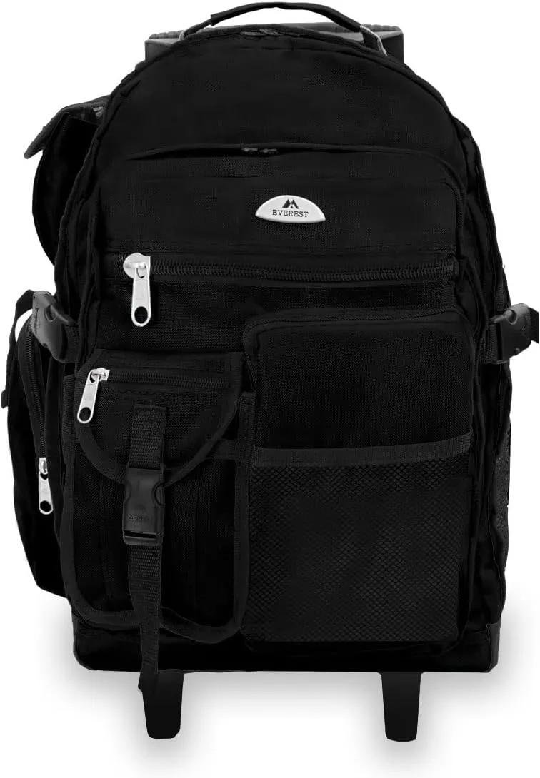 Everest Deluxe Wheeled Backpack, Black, One Size
