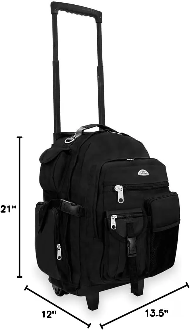 Everest Deluxe Wheeled Backpack, Black, One Size