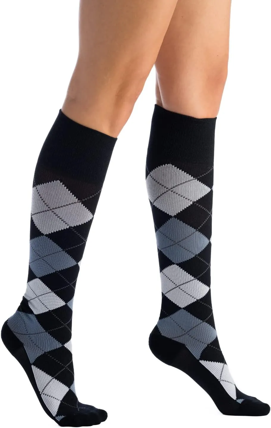 EvoNation Men & Women Knee High 15-20 mmHg Graduated Compression Argyle Socks – Moderate Pressure Compression Garment