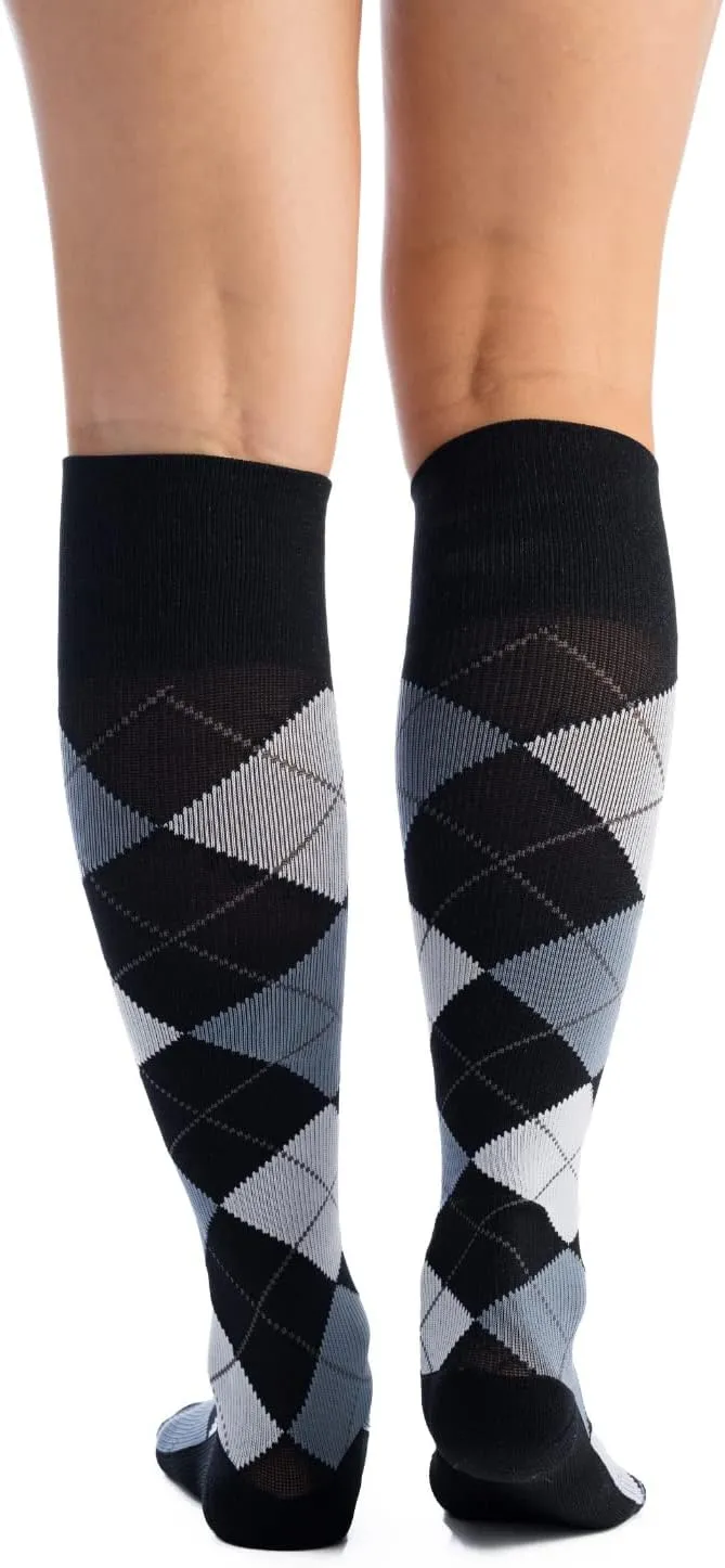 EvoNation Men & Women Knee High 15-20 mmHg Graduated Compression Argyle Socks – Moderate Pressure Compression Garment