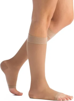 EvoNation Women’s Knee High 15-20 mmHg Open Toe Sheer Compression Socks – Moderate Pressure Compression Garment