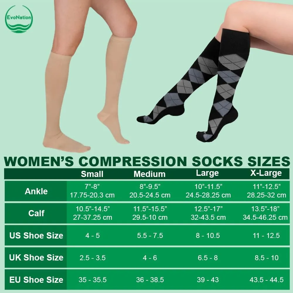 EvoNation Women’s Knee High 15-20 mmHg Open Toe Sheer Compression Socks – Moderate Pressure Compression Garment
