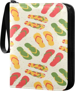 Exnundod 4 Pocket Trading Card Binder Flip Flop Colorful PU Leather Card Collection Binder Summer Sports Card Binder 400 Cards Organizer Binder Collectible Trading Card Albums