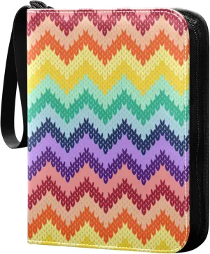 Exnundod Embroidery Rainbow Trading Card Binder for Cards, Colorful Card Album 4-Pockets for 400 Cards with Removable Sleeves PU Baseball Card Holder Football Sports Card Collection