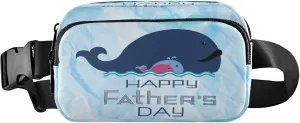 Exnundod Fanny Packs for Women & Men Happy Father's Day Whales, Waist Pack Cute Crossbody Bags Belt Adjustable Strap for Running Hiking Workout
