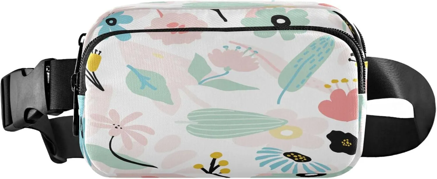 Exnundod Fanny Packs for Women & Men Happy Mother's Day Floral, Waist Pack Pastel Crossbody Bags Belt Adjustable Strap for Running Hiking Workout