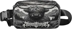 Exnundod Fanny Packs for Women & Men Moody Highland Cow, Waist Pack Animal Crossbody Bags Belt Adjustable Strap for Running Hiking Workout