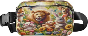 Exnundod Fanny Packs for Women & Men Mother's Day Animals Florals, Waist Pack Oil Painting Artistic Crossbody Bags Belt Adjustable Strap for Running Hiking Workout