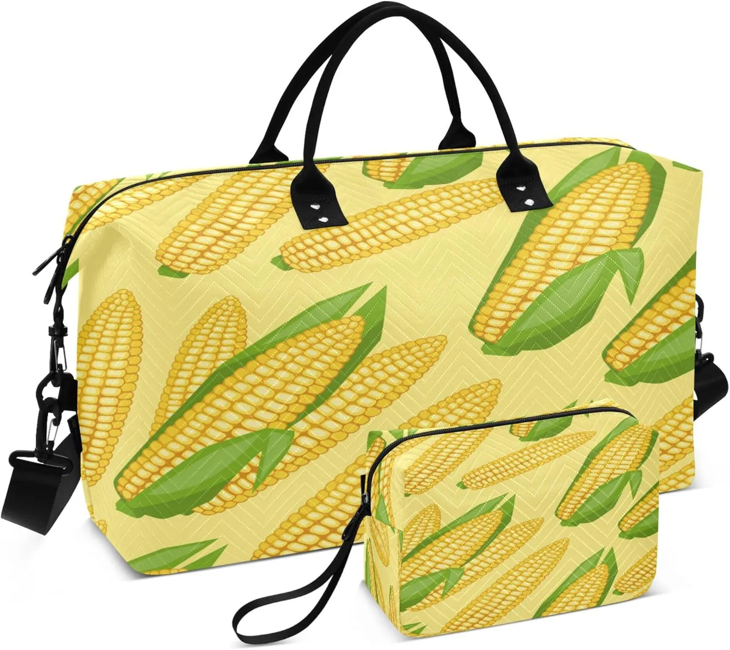 Exnundod Fresh Ripe Corn Cobs Travel Duffel Bags for Women Sports Gym Bag Weekender Carry On Tote Overnight Luggage Duffle Bags