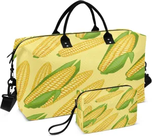 Exnundod Fresh Ripe Corn Cobs Travel Duffel Bags for Women Sports Gym Bag Weekender Carry On Tote Overnight Luggage Duffle Bags