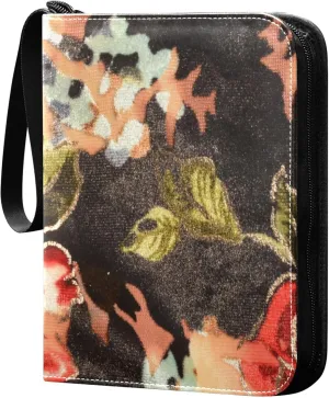 Exnundod Roses Colorful Flowers Trading Card Binder for Cards, Beautiful Floral Card Album 4-Pockets for 400 Cards with Removable Sleeves PU Baseball Card Holder Football Sports Card Collection