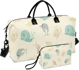 Exnundod Seamless Pattern Of Snails Travel Duffel Bags for Women Sports Gym Bag Weekender Carry On Tote Overnight Luggage Duffle Bags