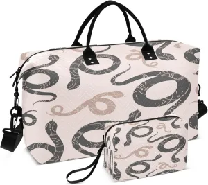 Exnundod Snake Pattern with Tribal Travel Duffel Bags for Women Sports Gym Bag Weekender Carry On Tote Overnight Luggage Duffle Bags