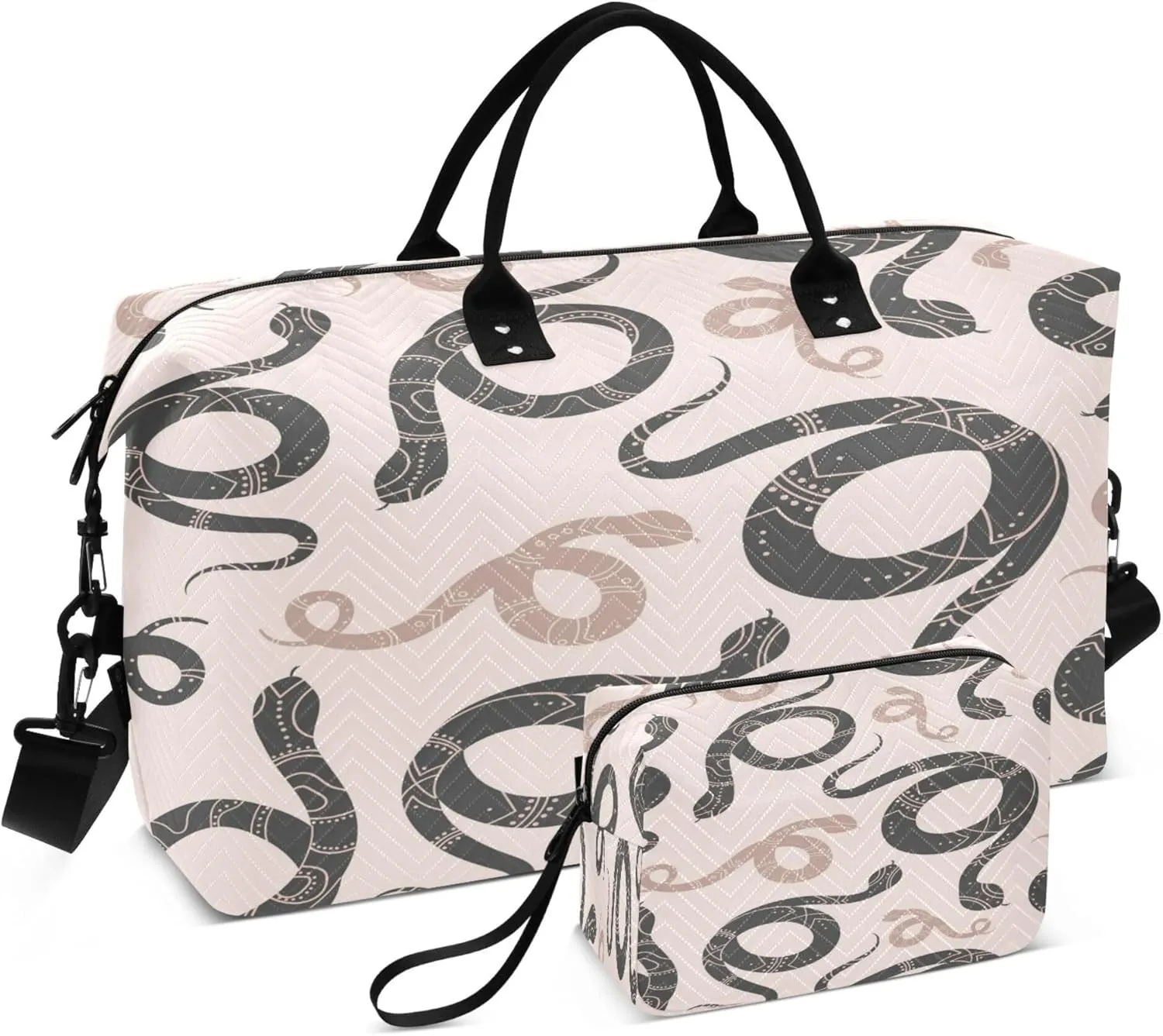Exnundod Snake Pattern with Tribal Travel Duffel Bags for Women Sports Gym Bag Weekender Carry On Tote Overnight Luggage Duffle Bags