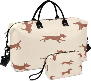 Exnundod Travel Duffel Bags Dog in Different Poses Sports Gym Bag Weekender Carry On Tote Overnight Luggage Bags for Women and Men