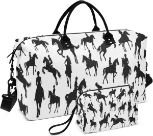 Exnundod Travel Duffel Bags Equestrian Jockey Cucoloris Sports Gym Bag Weekender Carry On Tote Overnight Luggage Bags for Women and Men
