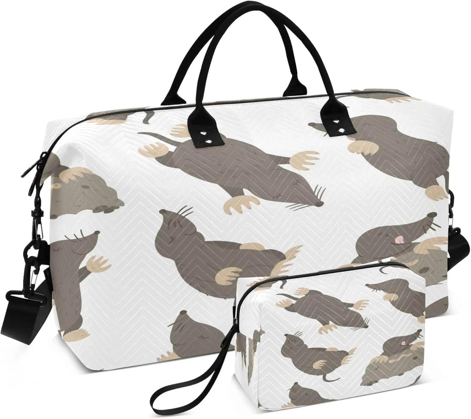 Exnundod Travel Duffel Bags Funny Moles Different Poses Sports Gym Bag Weekender Carry On Tote Overnight Luggage Bags for Women and Men