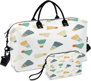 Exnundod Women Weekender Bags Badminton Ball Retro Travel Duffel Bags Carry On Overnight Bag Cartoon Large Hospital Tote Luggage
