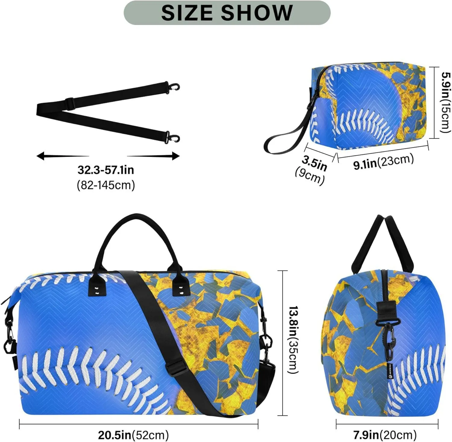 Exnundod Women Weekender Bags Blue Baseball Breaking Travel Duffel Bags Carry On Overnight Bag Large Hospital Tote Luggage