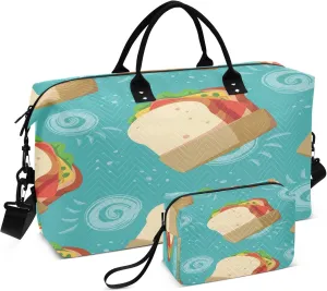 Exnundod Women Weekender Bags Cartoon Egg Toast Sandwich Gym Bags Carry On Overnight Duffle Large Duffle Tote Hospital Bag for Business Trip, Yoga