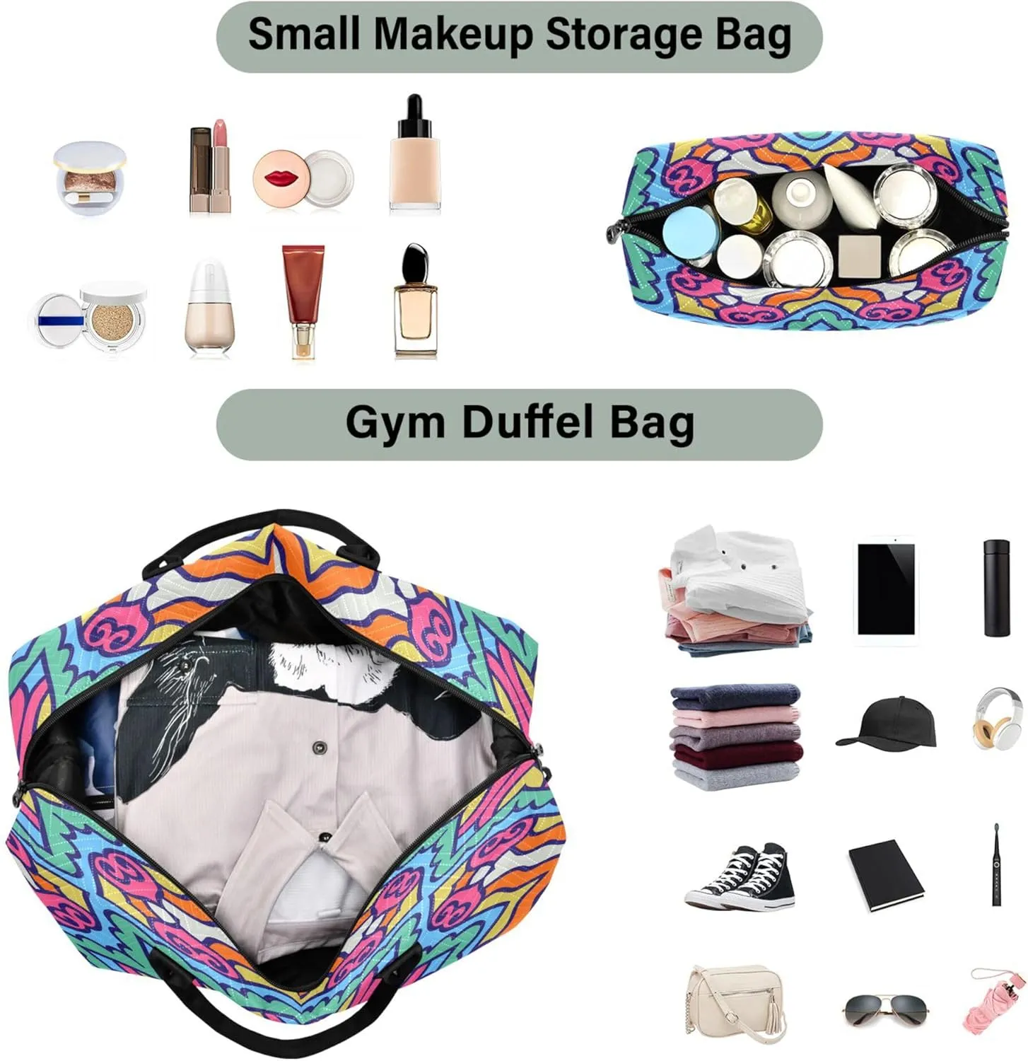 Exnundod Women Weekender Bags Circle Ethnic Ornament Travel Duffel Bags Carry On Overnight Bag Large Hospital Tote Luggage