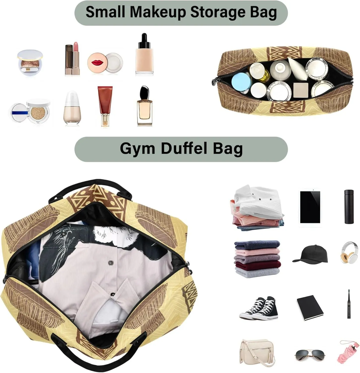 Exnundod Women Weekender Bags Ethnic Africa Drums Travel Duffel Bags Carry On Overnight Bag Large Hospital Tote Luggage