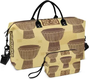 Exnundod Women Weekender Bags Ethnic Africa Drums Travel Duffel Bags Carry On Overnight Bag Large Hospital Tote Luggage